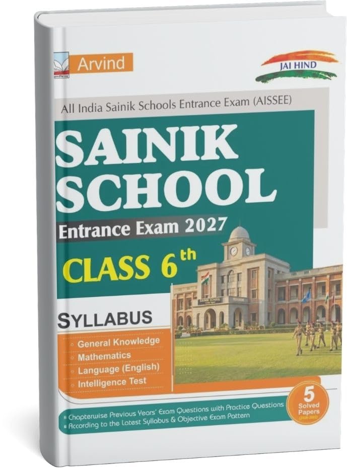  Arvind Sainik School Entrance Exam 2027 Class 6th Book AISSEE 5 Solved Papers Latest Syllabus 