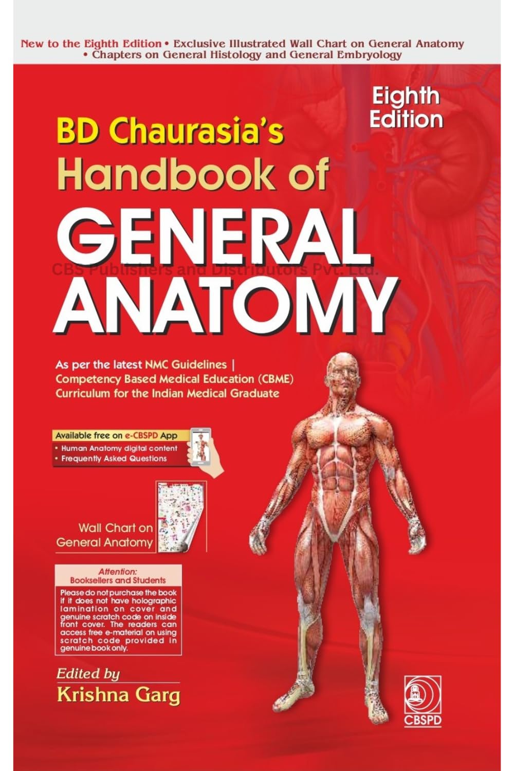 BD Chaurasia’s Handbook of General Anatomy 8th Edition with Free Wall Chart 
