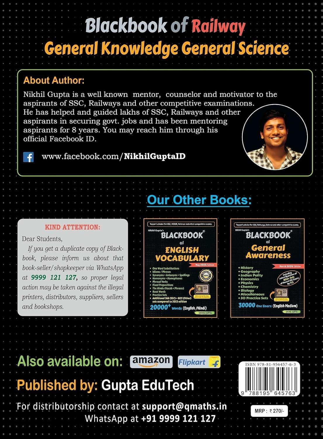 Blackbook Of Railway General Knowledge General Science GK and GS Book Latest Edition August 2024 English Medium By Nikhil Gupta