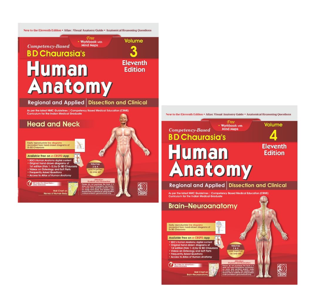 CBS Publishers Human Anatomy Volume 3 and 4 Head and Nech and Brain Neuroanatomy 11th Edition By BD Chaurasia