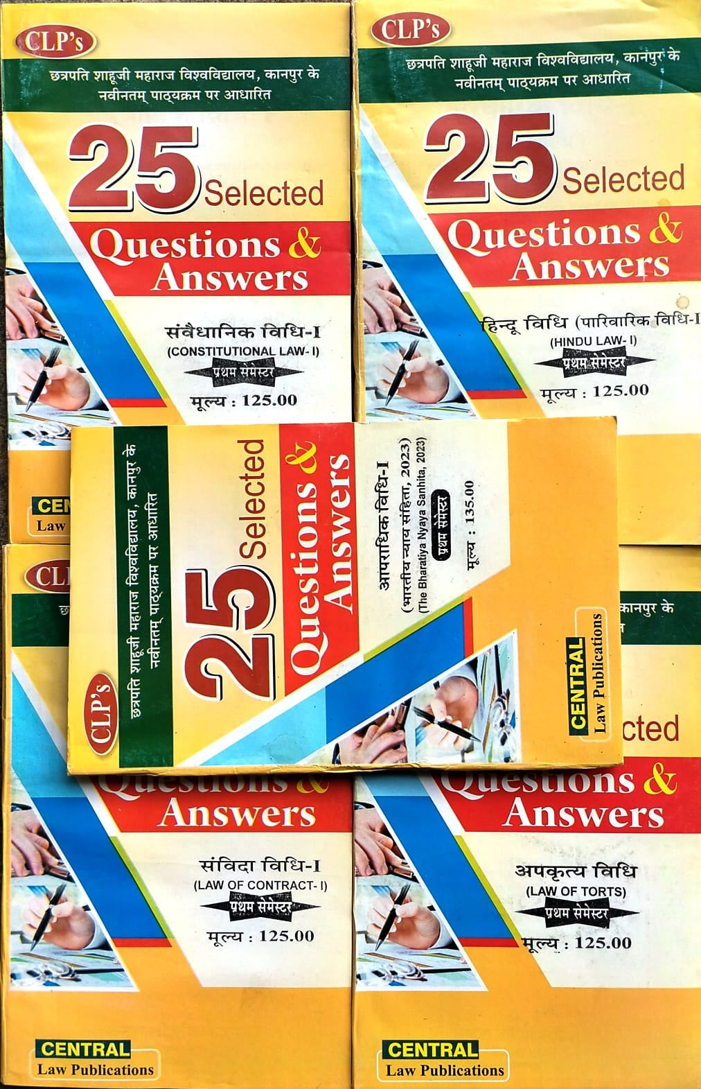 CLPs CSJMU Kanpur LLB 1st Semester New Syllabus Series 25 Selected Questions and Answers Combo Set of 5 Books Hindi Medium
