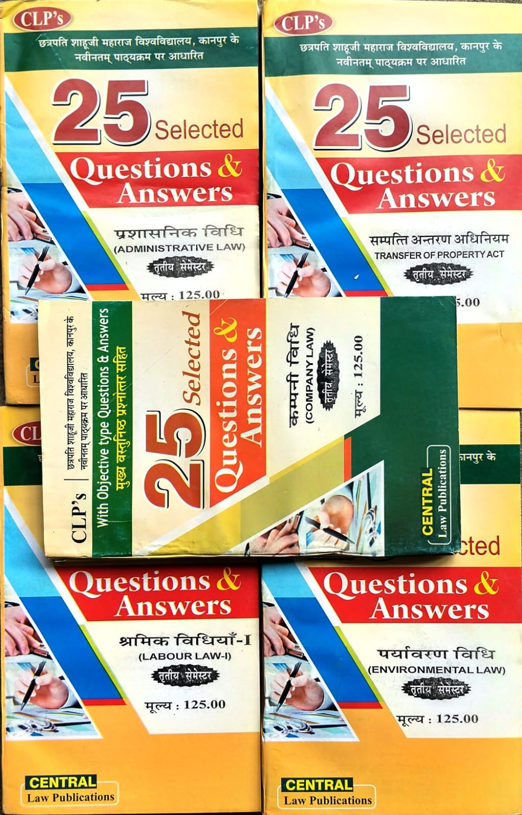 CLPs CSJMU Kanpur LLB 3rd Semester New Syllabus Series 25 Selected Questions and Answers Combo Set of 5 Books
