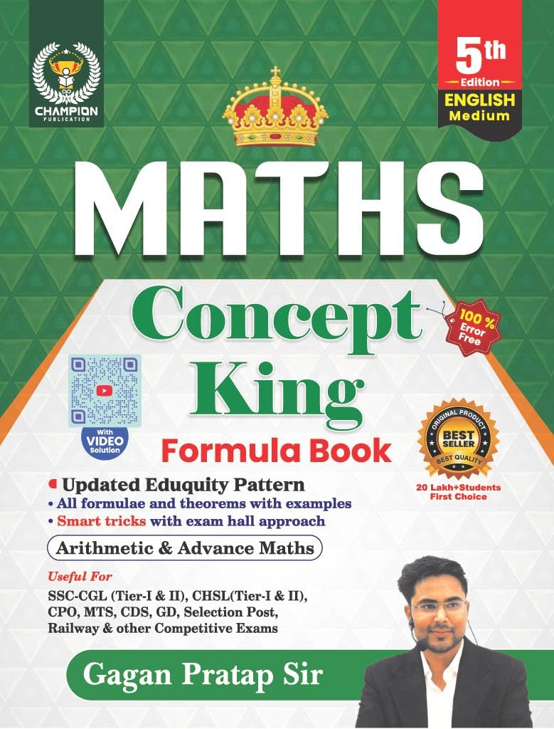  Champion Maths Concept King Formula Book 5th Edition English Medium All Formulas And Theorem and Smart Tricks Arithmetic and Advance Maths Latest Book By Gagan Pratap Sir