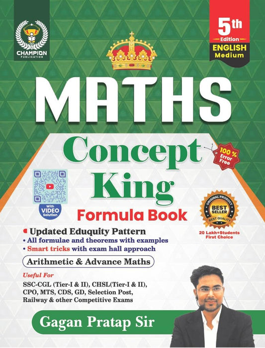  Champion Maths Concept King Formula Book 5th Edition English Medium All Formulas And Theorem and Smart Tricks Arithmetic and Advance Maths Latest Book By Gagan Pratap Sir