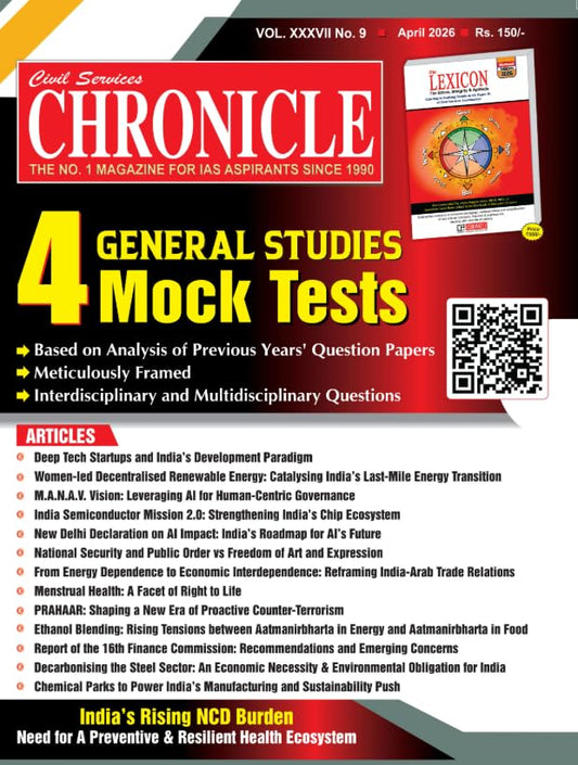 Civil Services Chronicle April 2026 English Monthly Magazine General Studies 4 Mock Tests Special