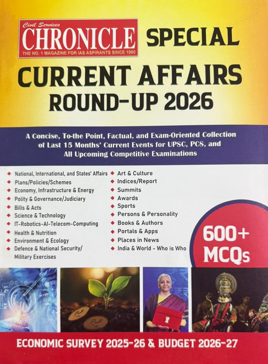 Civil Services Chronicle Current Affairs Round-Up 2026 Special January 2025 to March 2026 English Medium for All Competitive Exams