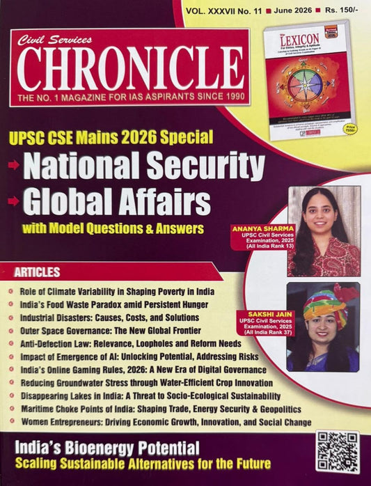 Civil Services Chronicle June 2026 English Monthly Magazine UPSC CSE Mains 2026 Special National Security and Global Affairs