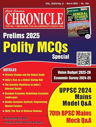 Civil Services Chronicle March 2025 English Monthly Magazine Prelims 2025 Polity MCQs Special