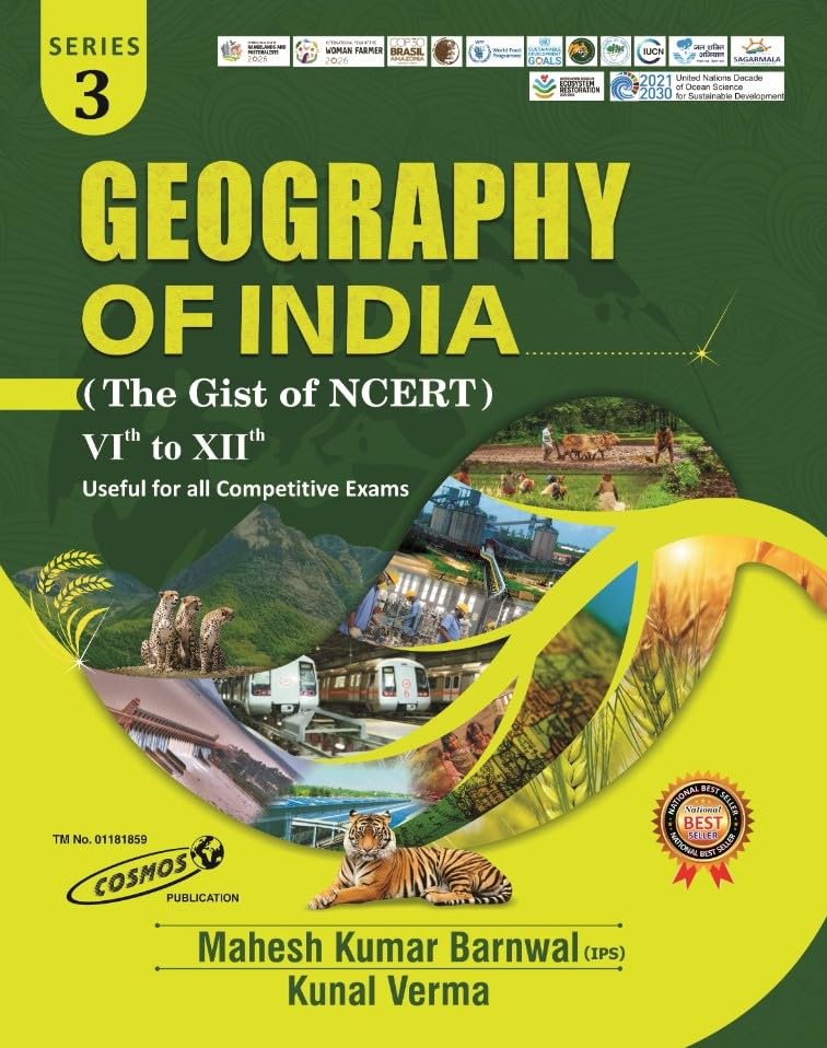 Cosmos Geography of India Book NCERT Based Class 6 to 12 English Medium Useful For UPSC SSC PCS Railway Exams and All Competitive Exams Latest Edition 2026