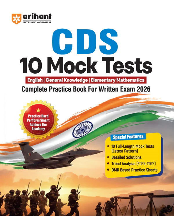 Arihant UPSC CDS 2026 10 Mock Tests Complete Practice Book for English General Knowledge And Elementary Mathematics Latest Pattern Detailed Solutions Trend Analysis  2025-2022 And OMR Sheet With Free Khatu Shyam Sticker