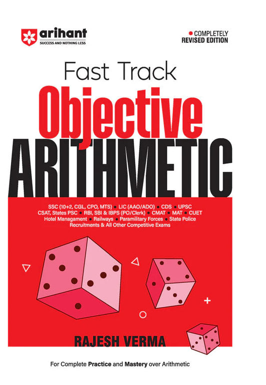 Arihant Fast Track Objective Arithmetic by Rajesh Verma SSC 10+2 CGL CPO MTS State Police Recruitments All other Competitive Exams Completely Revised Edition 2025-26 With Free Khatu Shyam Sticker