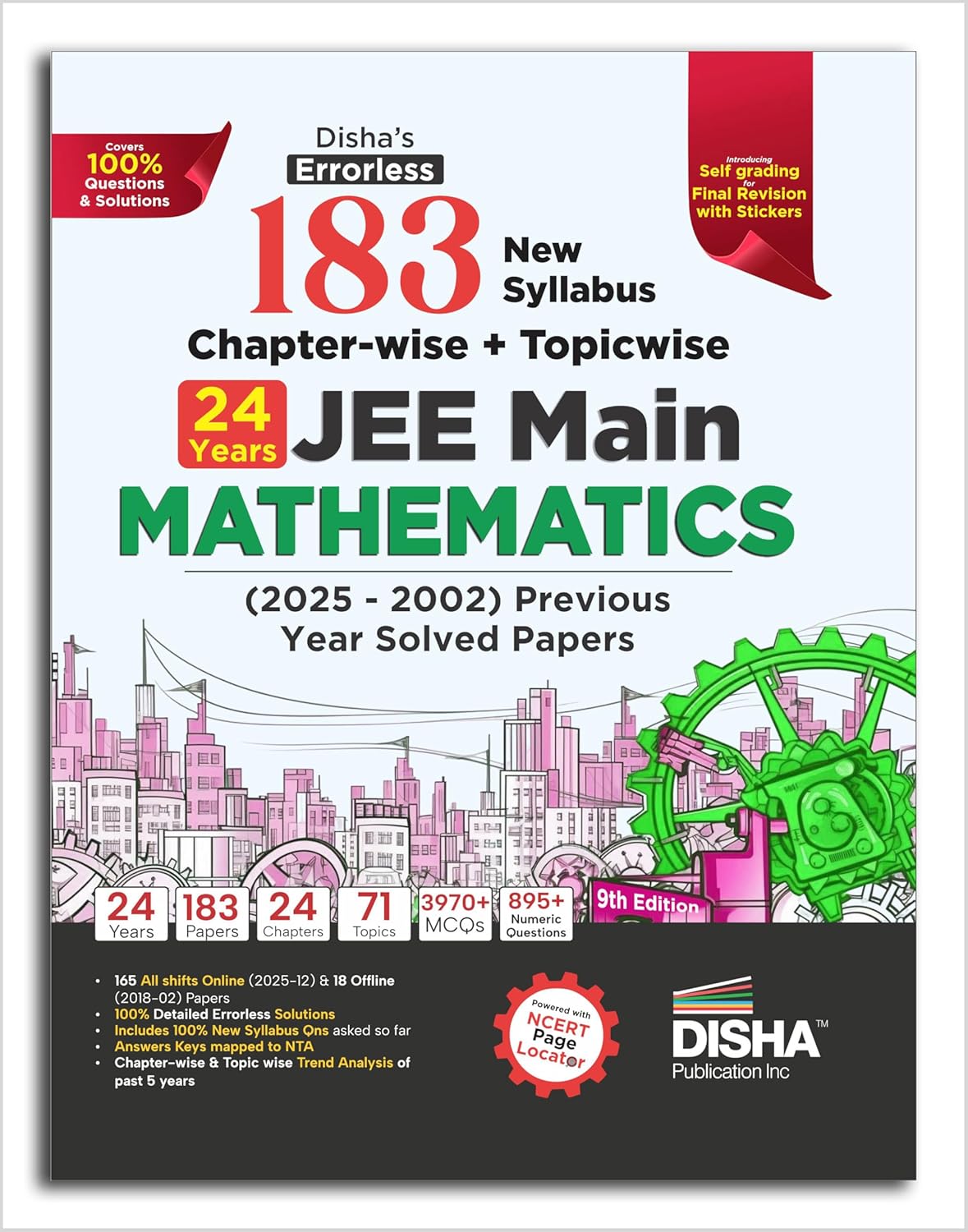 Disha 183 JEE Main Mathematics Previous Year Solved Papers 2025 to 2002 New Syllabus Chapterwise and Topicwise 9th Edition Book With 100% Detailed Solutions With Free Khatu Shyam Sticker 