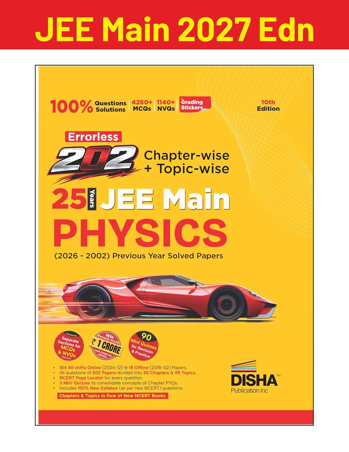 Disha Errorless 202 Physics Chapterwise and Topicwise 25 Year JEE Main Previous Year Solved Papers 2026 to 2002 10th Edition 100% New Syllabus JEE MAINS PYQ Book with Detailed Solutions For 2027 Exam