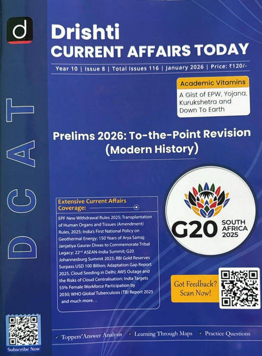Drishti Current Affairs Today January 2026 English Monthly Magazine Prelims 2026 To the Point Revision Modern History Special Issue