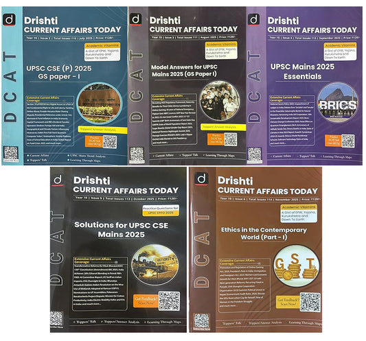 Drishti Current Affairs Today July 2025 To November 2025 Combo 5 English Monthly Magazines