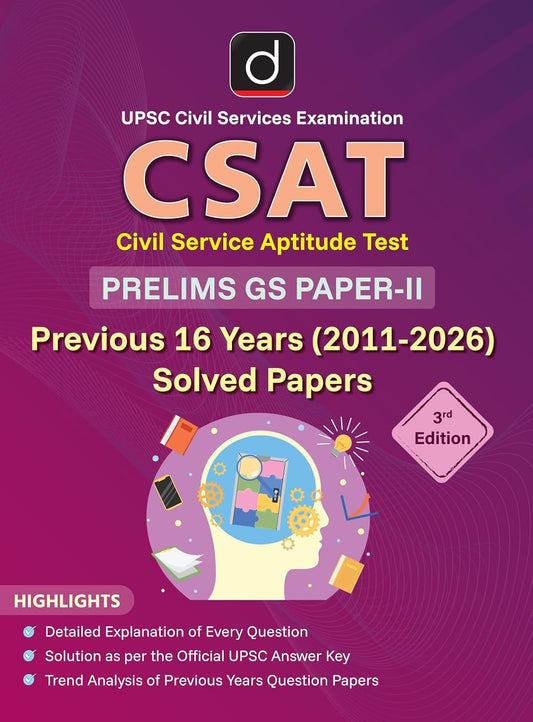 Drishti IAS UPSC CSE CSAT Prelims GS Paper 2 Previous Year Solved Papers 2011 to 2026 3rd Edition English Medium 16 Years PYQ Book with Detailed Solutions