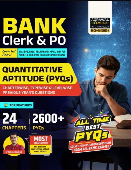 Examcart Bank Clerk and PO Quantitative Aptitude Question Bank By Vikas Jangid For SBI IBPS RRBs RBI NABARD 2026 Exams in English Medium