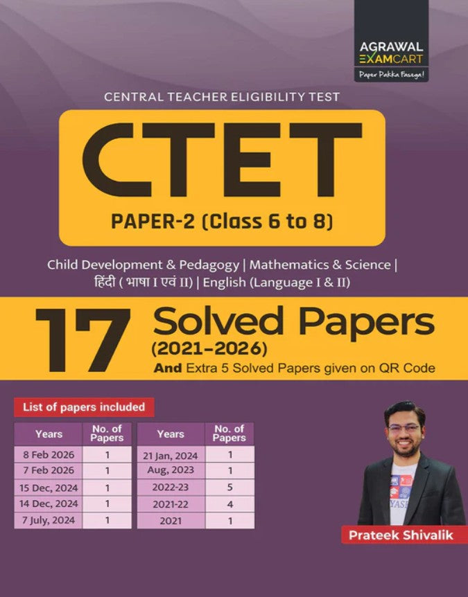 Examcart CTET 2026 Paper 2 Class 6 to 8 Maths and Science Solved Papers Book By Prateek Shivalik For 2026 Exam In English