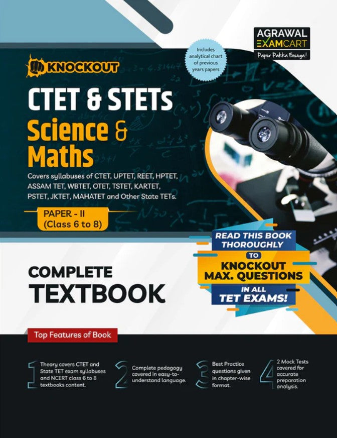 Examcart CTET and STETs Paper 2 Class 6 to 8 Science and Maths Complete Textbook for 2026 Exam in English