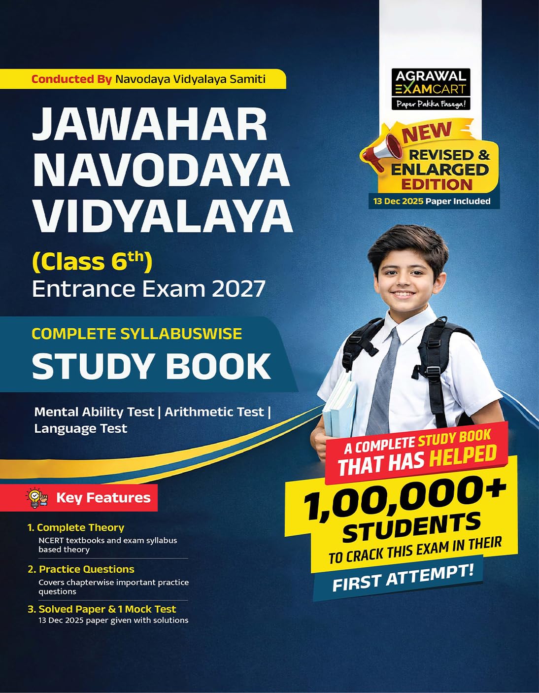 Examcart Jawahar Navodaya Vidyalaya Class 6 Entrance Exam 2027 Study Book Complete Syllabuswise English Medium