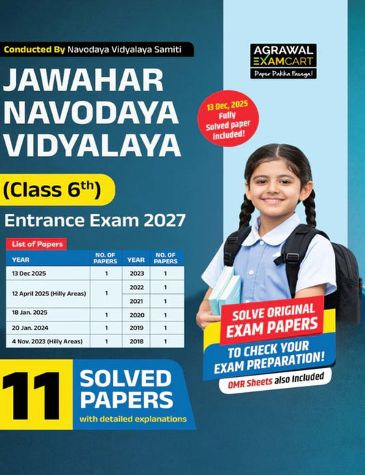 Examcart Jawahar Navodaya Vidyalaya JNV Class 6 Solved Paper Book For 2027 Exam In English
