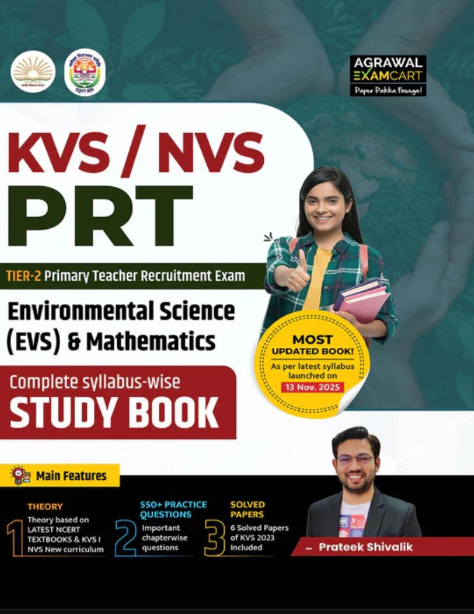 Examcart KVS NVS PRT Tier-2 EVS and Mathematics Complete Syllabus-wise Study Book By Prateek Shivalik For 2026 Exam In English
