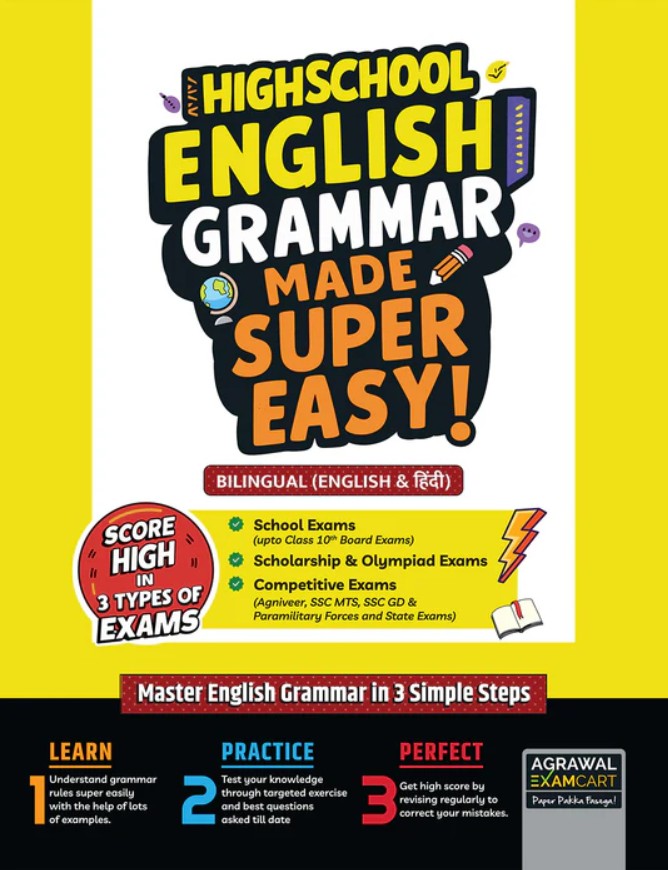  Examcart Master English Grammar Book For School Exams Scholarship and Olympiad Competitive Exams Bilingual