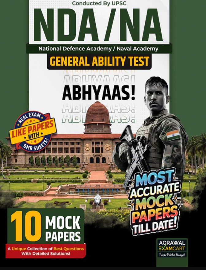 Examcart NDA NA General Ability Test GAT ABHYAAS 10 Mock Papers Book For 2026 Exam in English