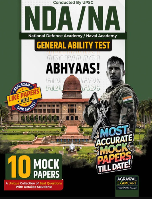 Examcart NDA NA General Ability Test GAT ABHYAAS 10 Mock Papers Book For 2026 Exam in English