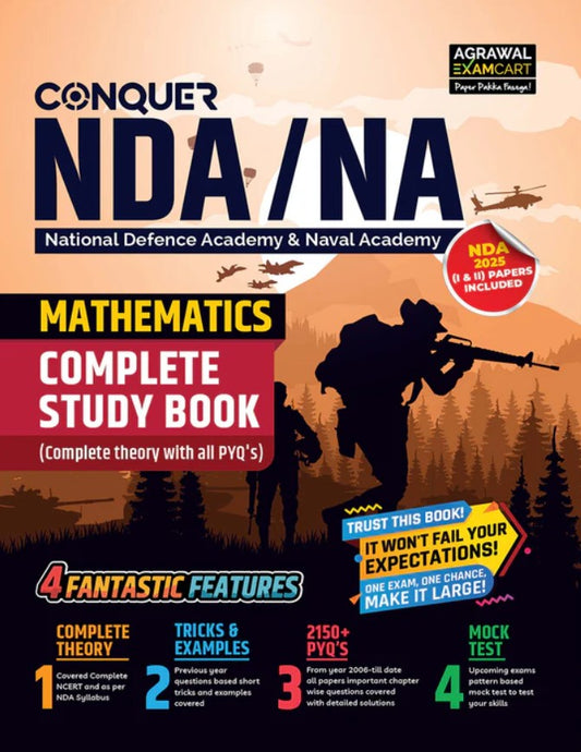 Examcart NDA NA Mathematics Complete Study Guide with All PYQs For 2026 Exam In English
