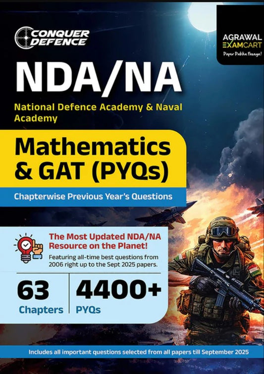 Examcart NDA NA Mathematics and GAT PYQs Question Bank Book For 2026 Exam In English