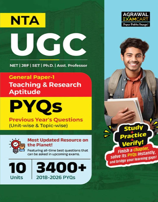 Examcart NTA UGC General Paper 1 Teaching and Research Aptitude PYQs Previous Year Questions Book In English