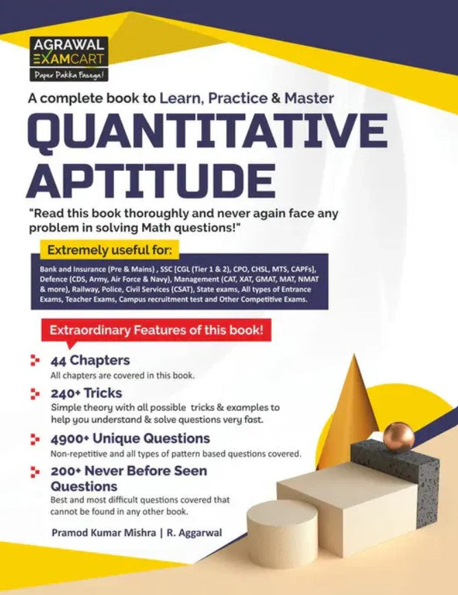 Examcart Quantitative Aptitude Book for Competitive Exams 4900+ Practice Questions with 240+ Short Tricks SSC Bank Defence MBA in English Medium