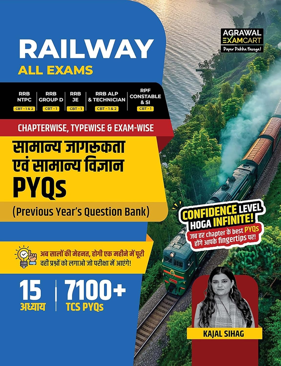 Examcart Railway All Exams General Awareness and General Science PYQs Book 2026 Hindi By Kajal Sihag 15 Chapters and 7100+ Previous Year Question for All Exam RRB NTPC Group D etc