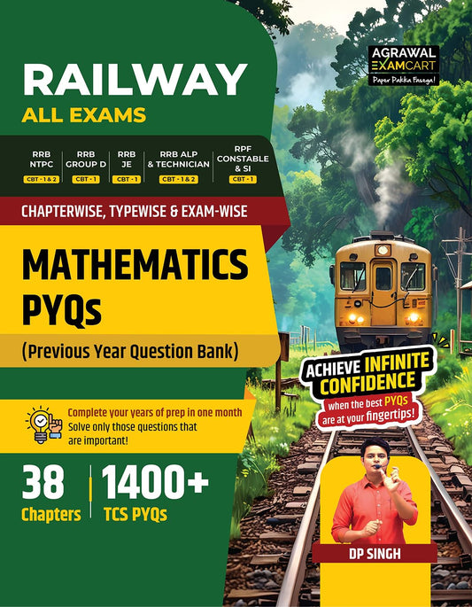 Examcart Railway Mathematics PYQs Book 2026 By DP Singh Type and Exam-wise 38 Chapters and 1400+ Previous Year Question for All Exam RRB NTPC Group D etc