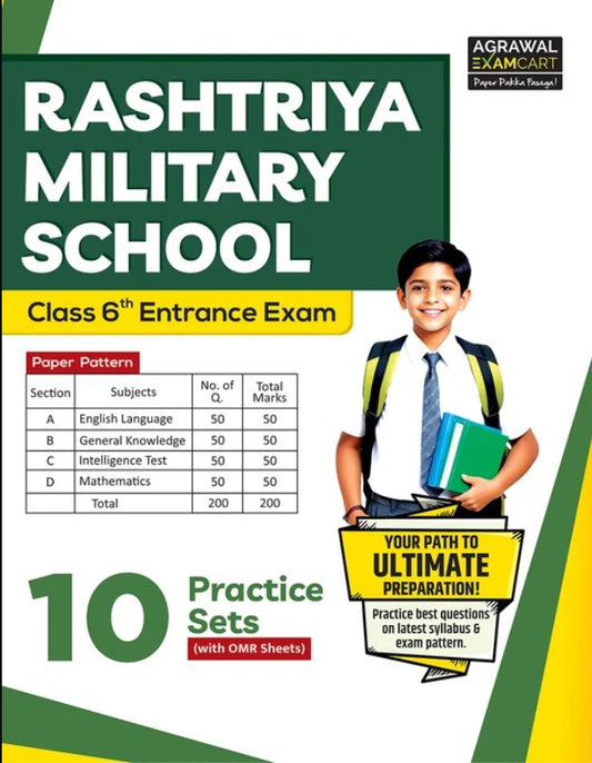 Examcart Rashtriya Military School RMS Class 6 Practice Sets Book In English for 2026 Exam