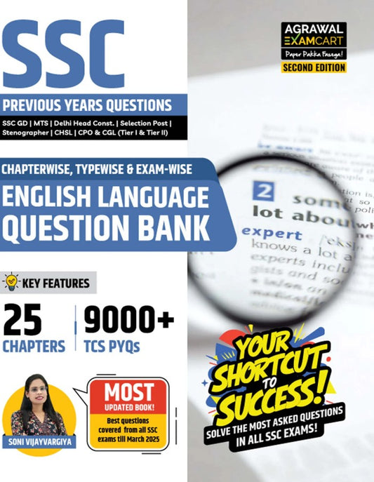 Examcart SSC English Question Bank Book By Soni Vijayvargiya For SSC GD MTS Delhi Police Selection Post Stenographer CHSL CPO and CGL Tier 1 and 2 2026 Exam 
