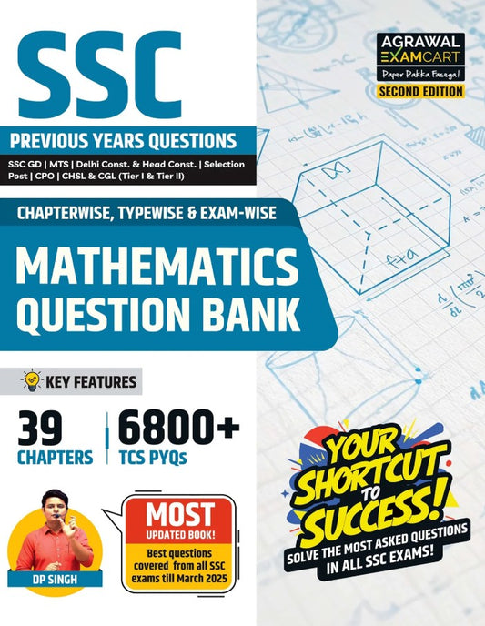 Examcart SSC Math Question Bank Book by DP Singh For SSC GD MTS Delhi Police Selection Post Stenographer CHSL CPO and CGL Tier 1 and 2 2026 Exam in English