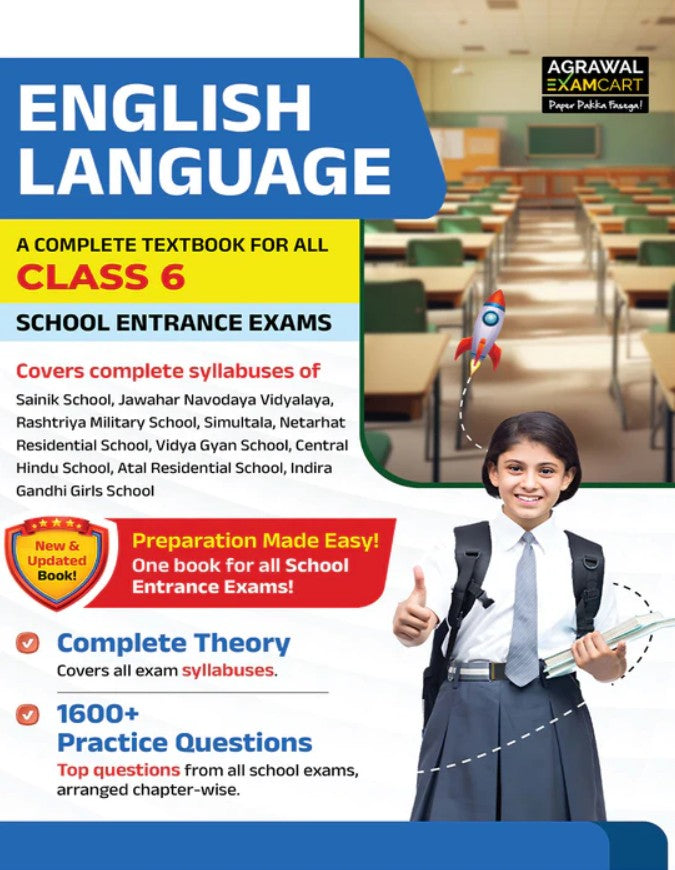 Examcart School Entrance Exam Class 6 English Complete Theory with 1600+ Practice Questions Textbook For 2027 Exam