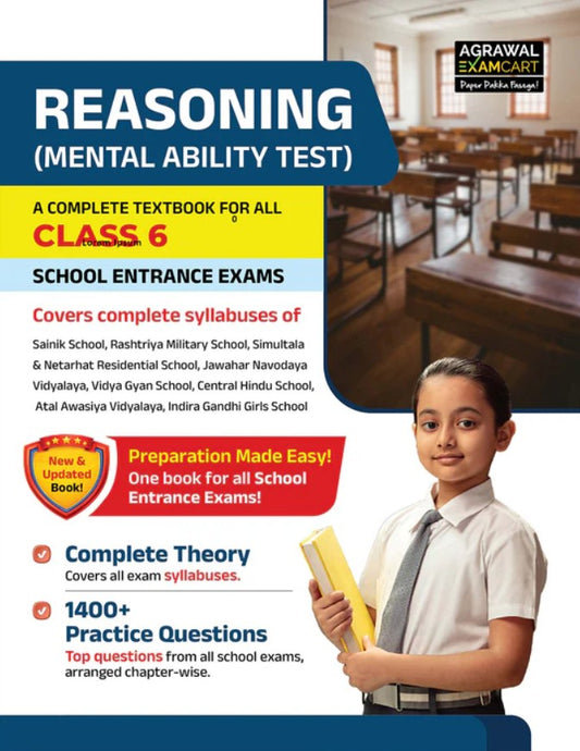 Examcart School Entrance Exam Class 6 Mental Ability Test Reasoning Complete Theory with 1400+ Practice Questions Textbook For 2027 Exam In English