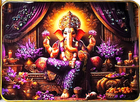 Shri Sankat Naashan Ganesh Stotra Book With Ganesha Ganapathi Crystal Photo Frame Home Decor  Sizche,9*12 Inch