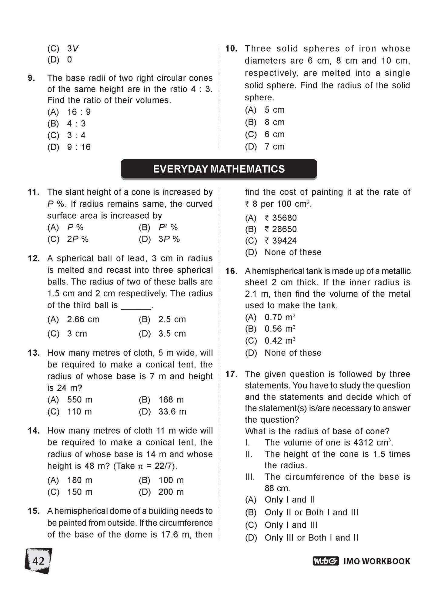 MTG Mathematics Class 9 International Mathematics Olympiad IMO Workbook 2026-27 Edition Latest Exam Pattern