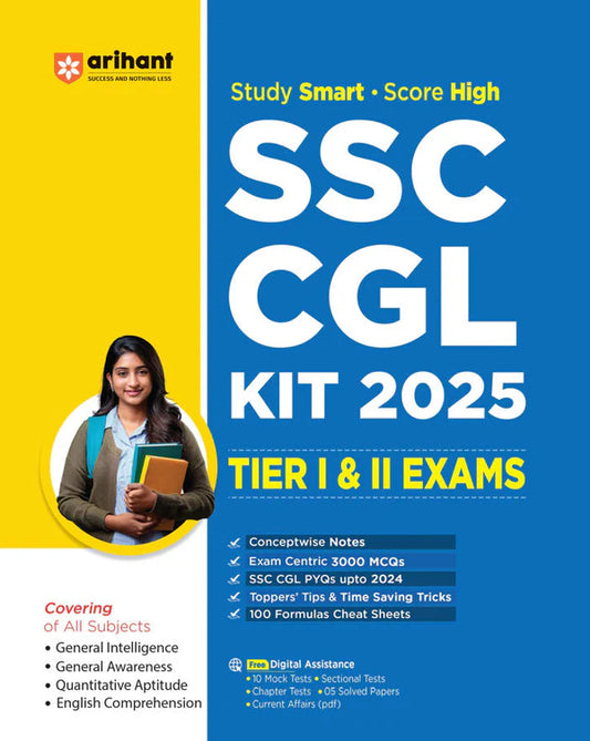Arihant SSC CGL KIT 2025 Tier 1 and 2 Exams Complete Study Guide Conceptwise Notes With 3000 MCQs English Medium