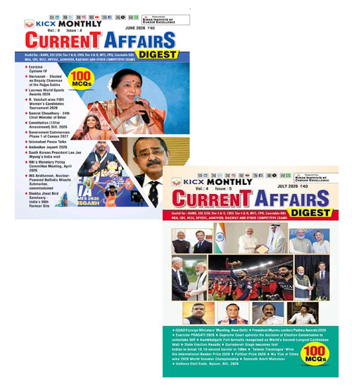 KICX Monthly Current Affairs Digest English June 2026 and July 2026 Combo Set of 2 Monthly Magazine