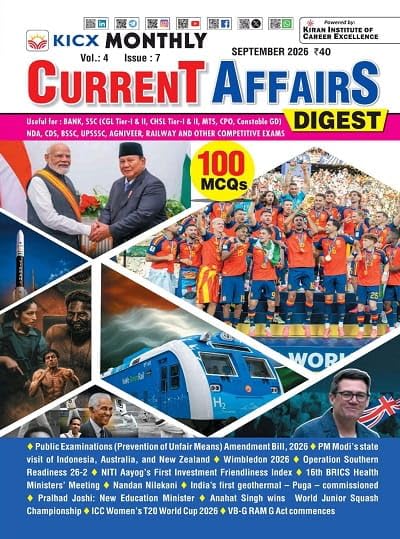 KICX Monthly Current Affairs Digest September 2026 English Monthly Magazine 100 MCQs