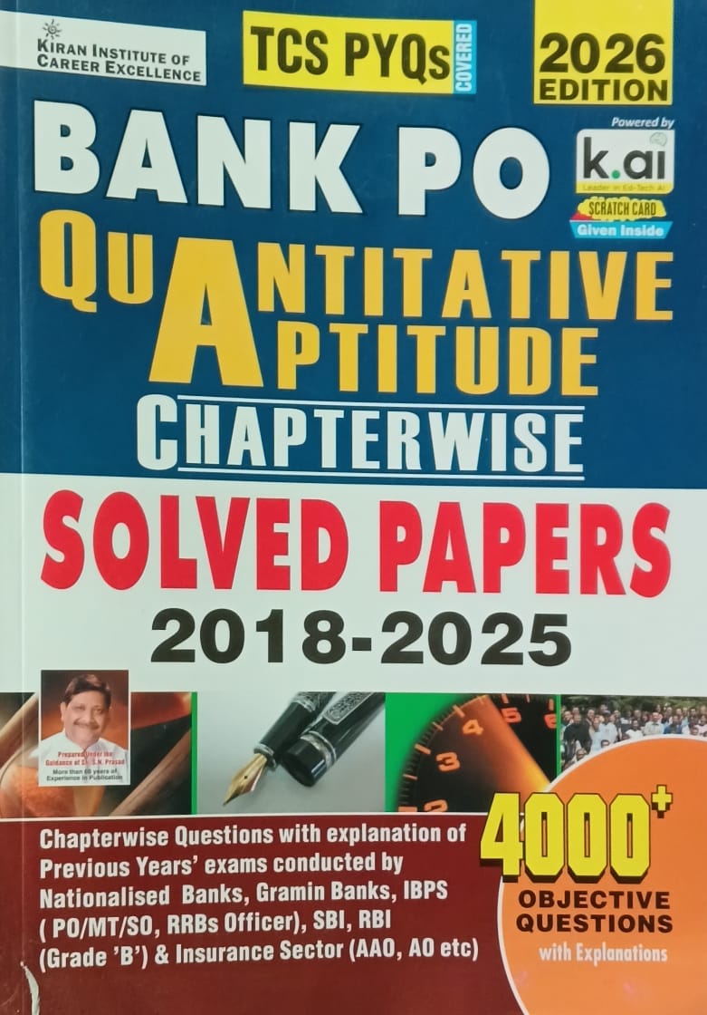 Kiran Bank PO Quantitative Aptitude 2026 Edition TCS PYQs Solved Papers Chapterwise 2018-2025 English Medium