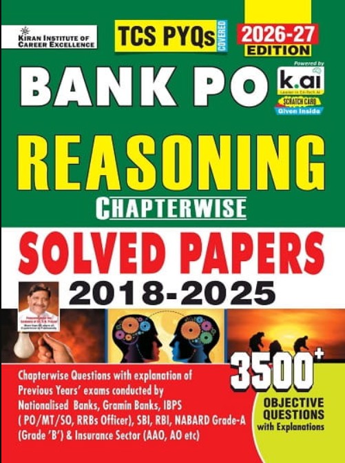 Kiran Bank PO Reasoning Chapterwise Solved Papers TCS PYQs 3500+ Objective Questions 2026 Edition Ai Enabled English Medium K 6098