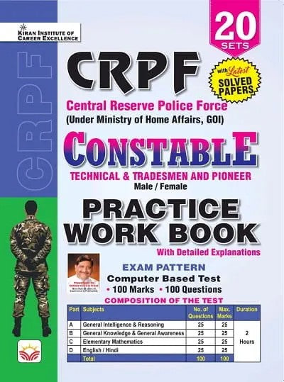  Kiran CRPF Constable Technical and Tradesmen and Pioneer Male and Female 2026 Practice Work Book Including PYQs English Medium K 6007