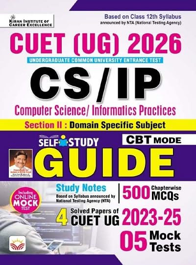 Kiran CUET UG 2026 CS IP Computer Section and Informatics Practices GUIDE with 500 Chapterwise MCQs + 5 Mock Tests English Medium K 5822
