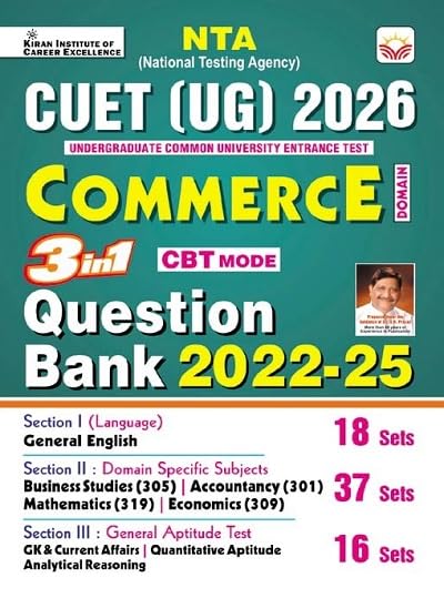Kiran CUET UG 2026 Commerce 3 in 1 Question Bank General Test + Domain Specific Commerce + General Aptitude Test English Medium K 5837